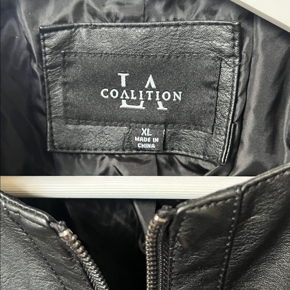 Coalition LA Vegan Leather Black Moto Jacket women’s Size XL - Picture 6 of 9
